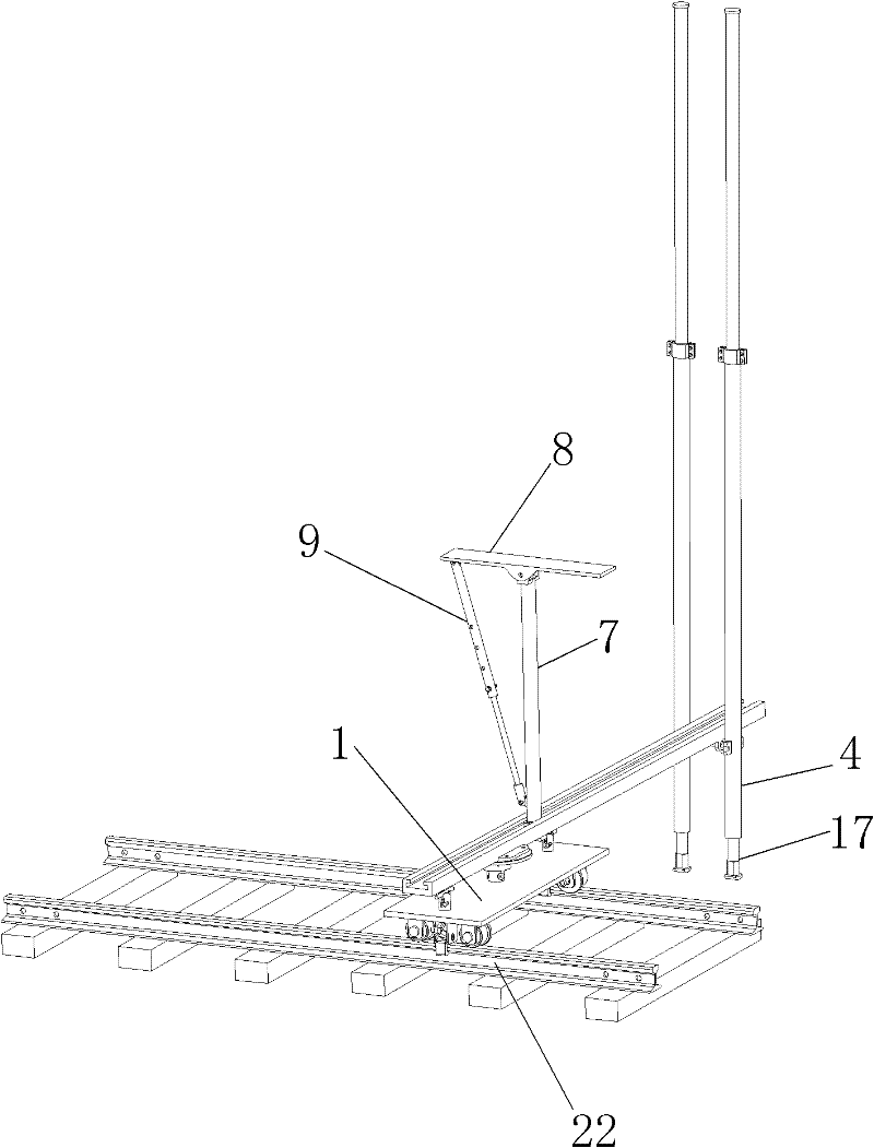 Fast moving and fixing device of anchor rod machine of roadway floor of coal mine