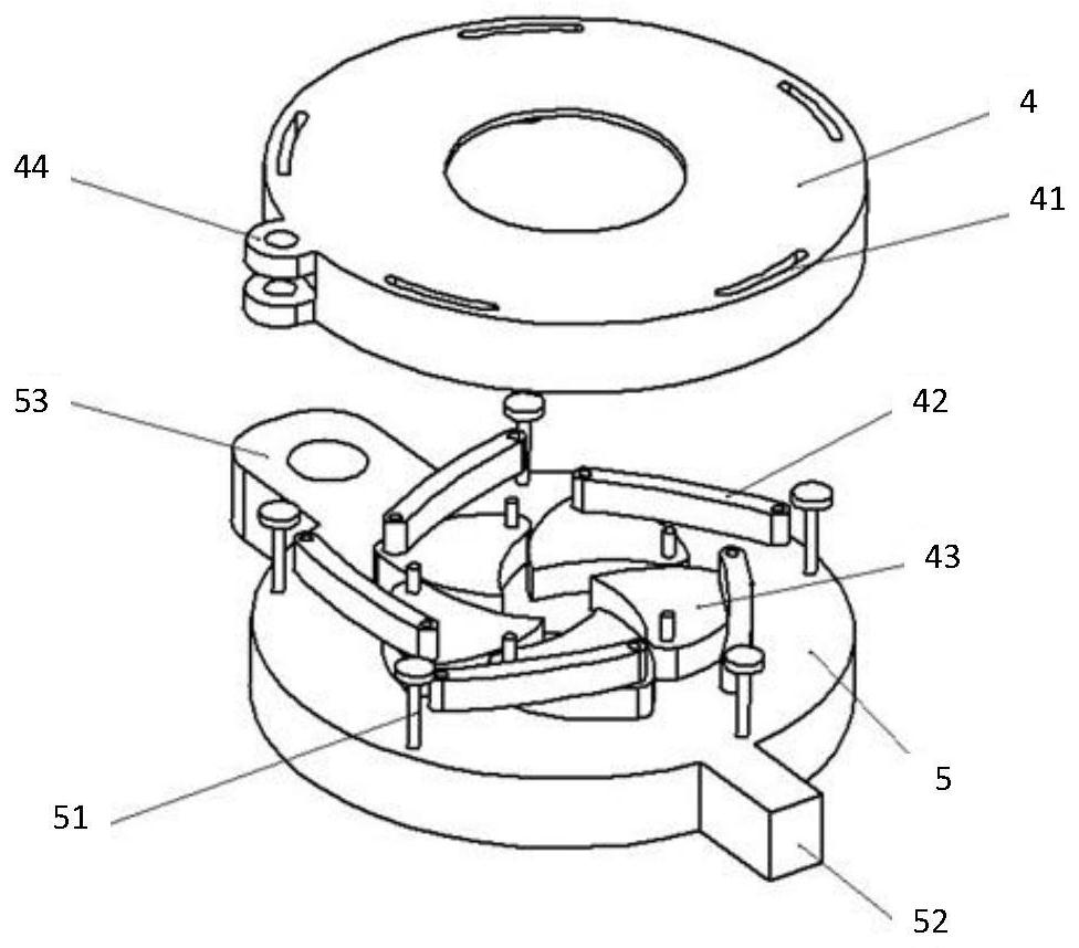 Mechanical iris type moxibustion ash removal device for moxibustion equipment