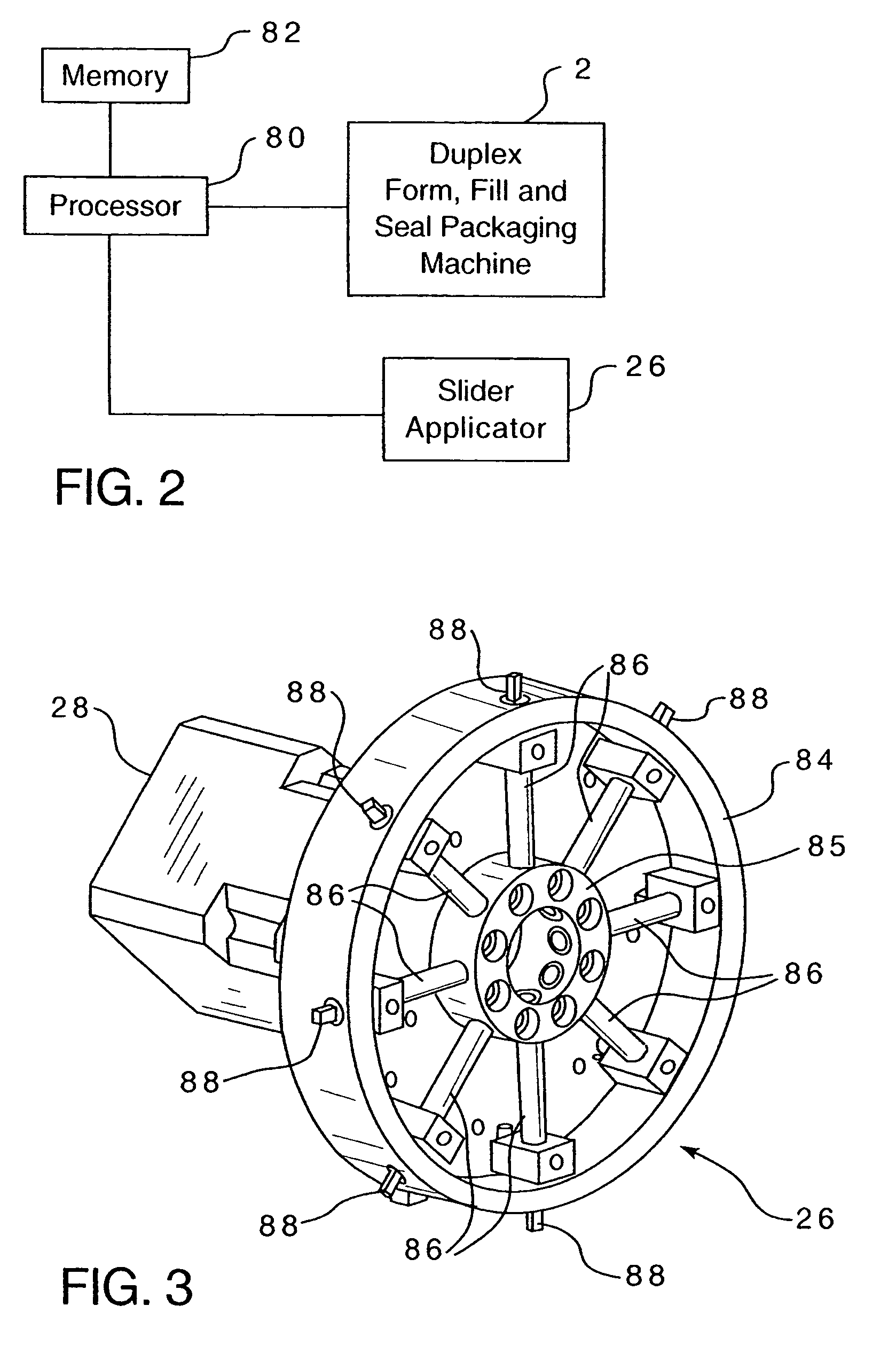 Method of applying sliders, duplex packaging machine and slider applicator therefor