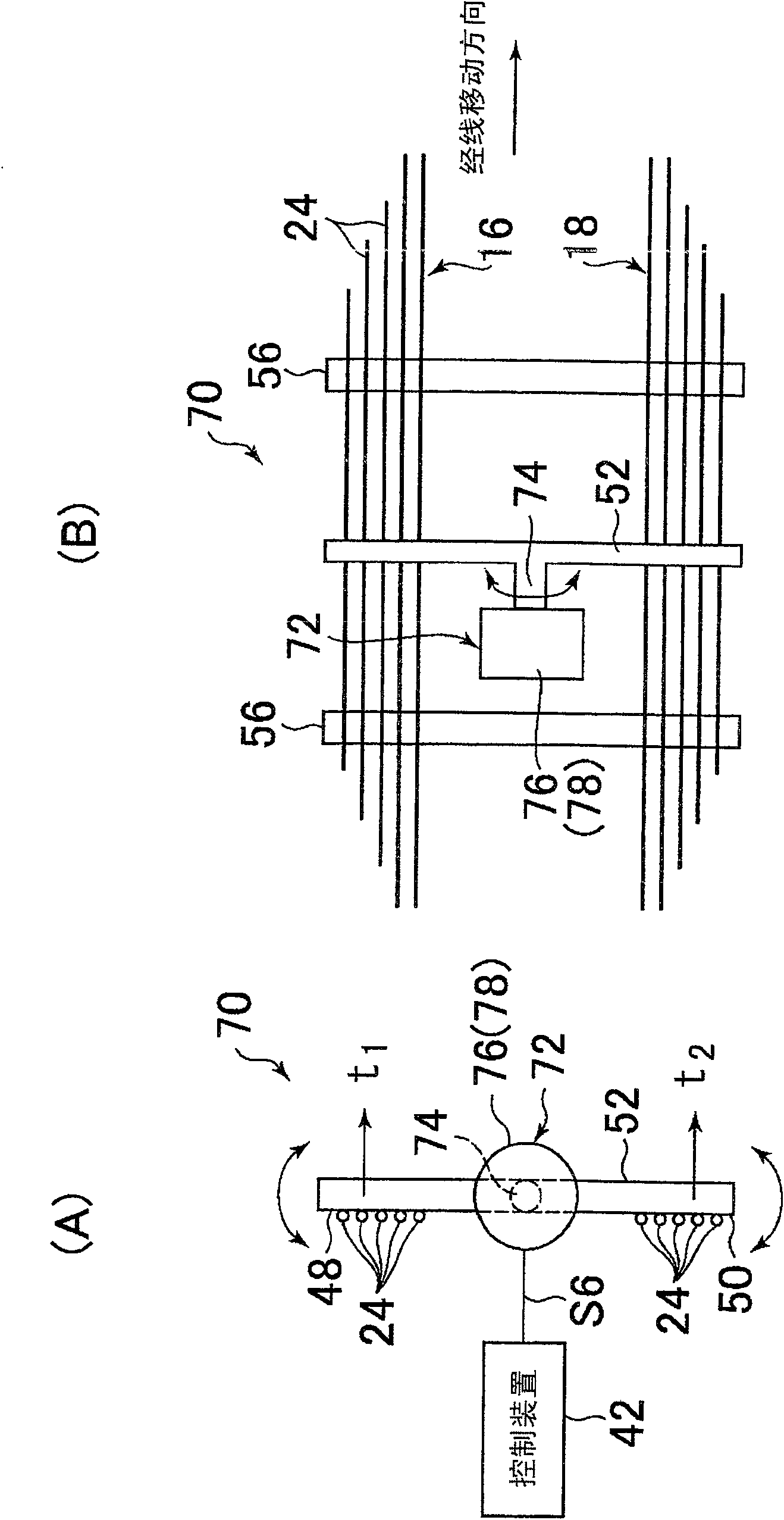 Device for detecting difference in warp tension of a loom