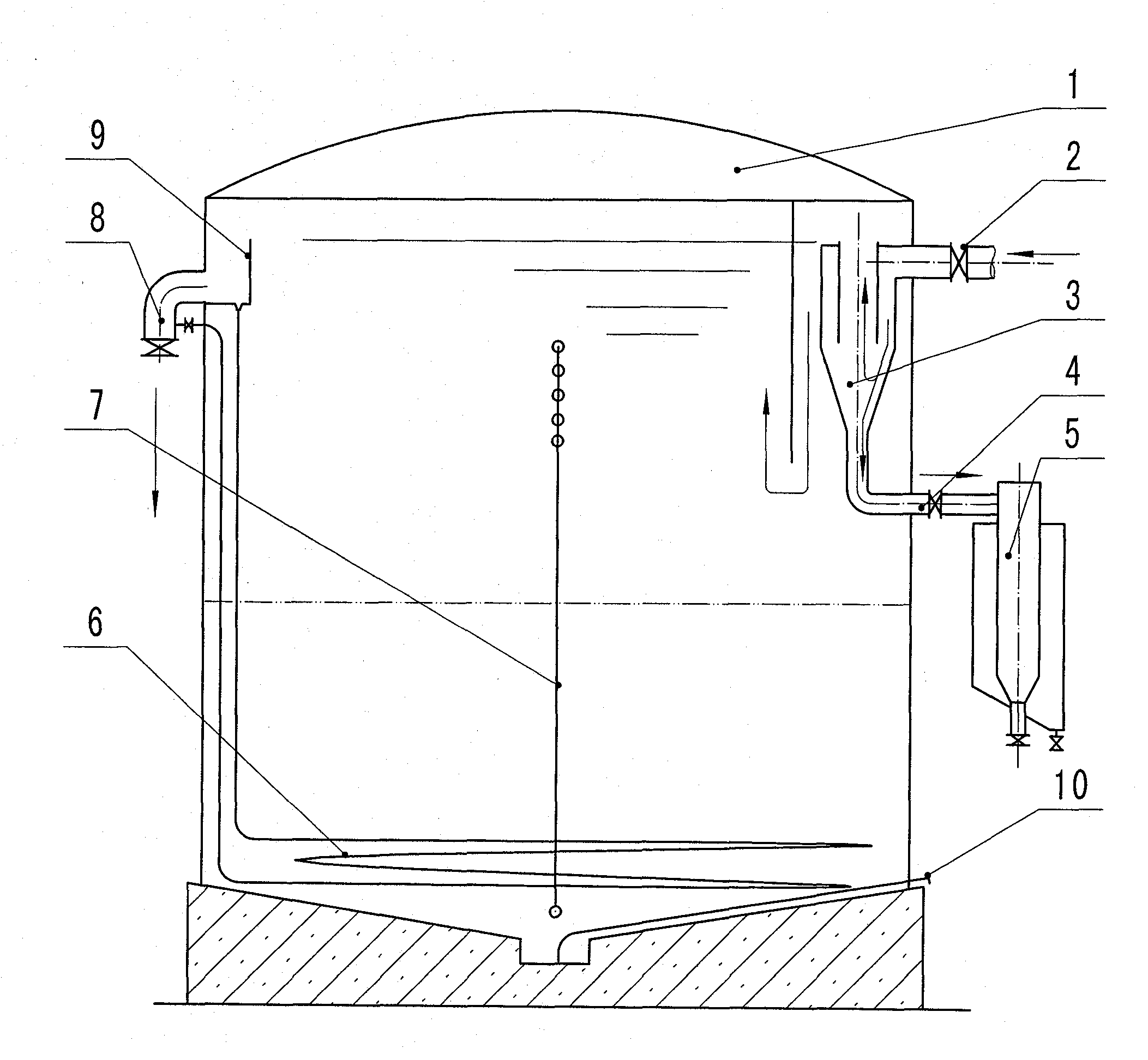 Movement part-free low-consumption and high-efficiency ammonia water, tar and tar residue separation dewatering integration tank