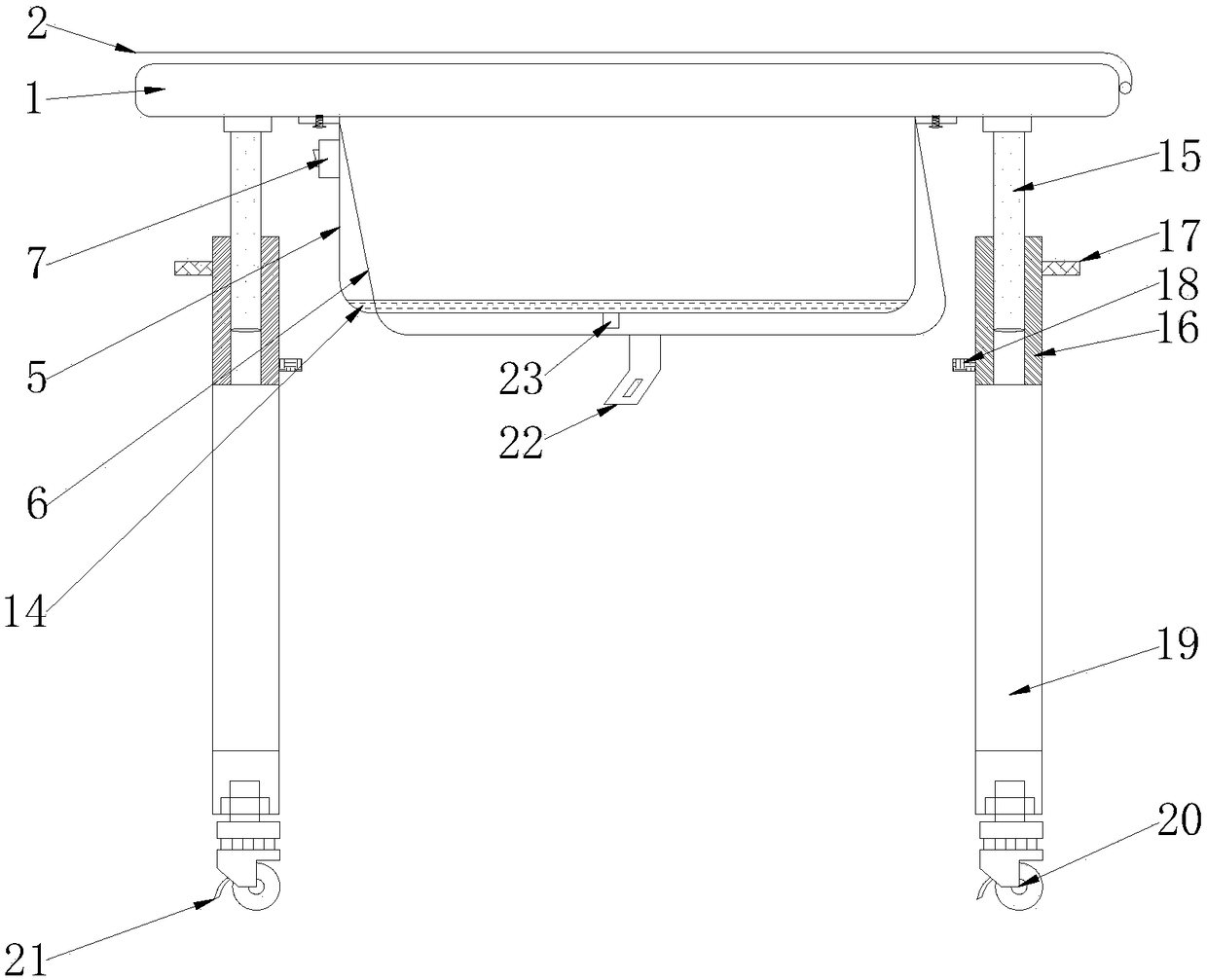 Multifunctional dining table for medical treatment sickbed