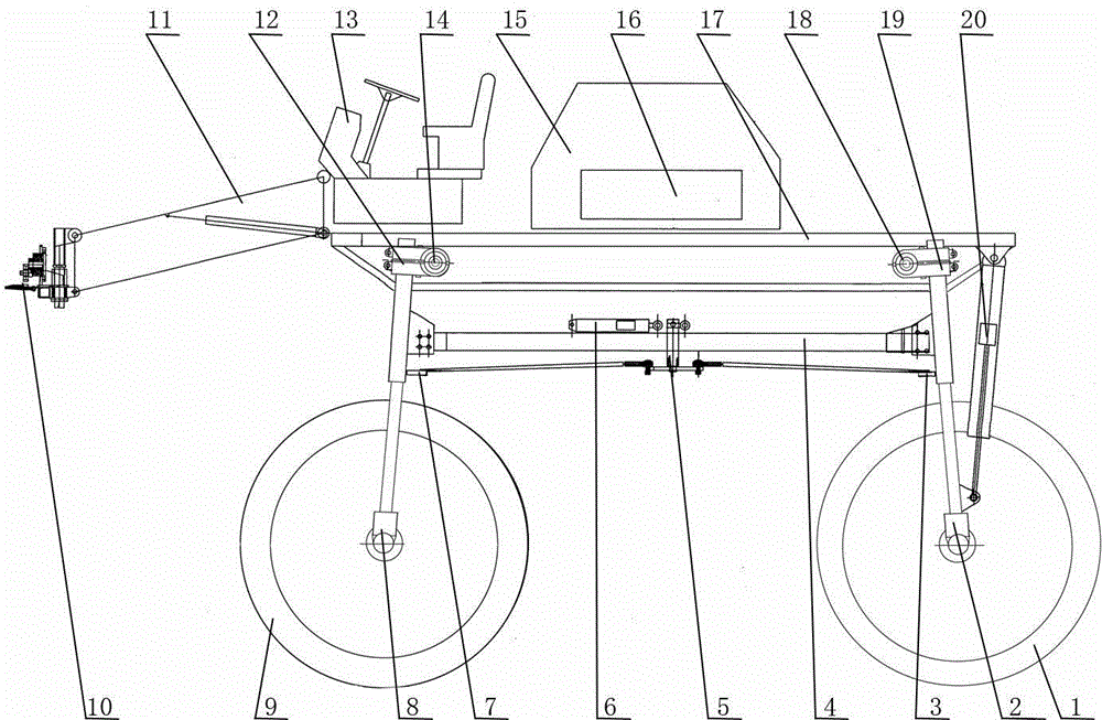 All-hydraulic four wheel drive four-axis turning corn emasculator