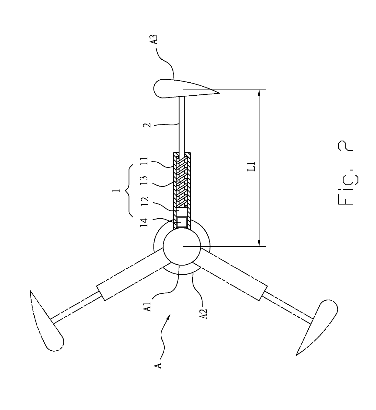 Vertical axis wind turbine with a telescopic rotational diameter