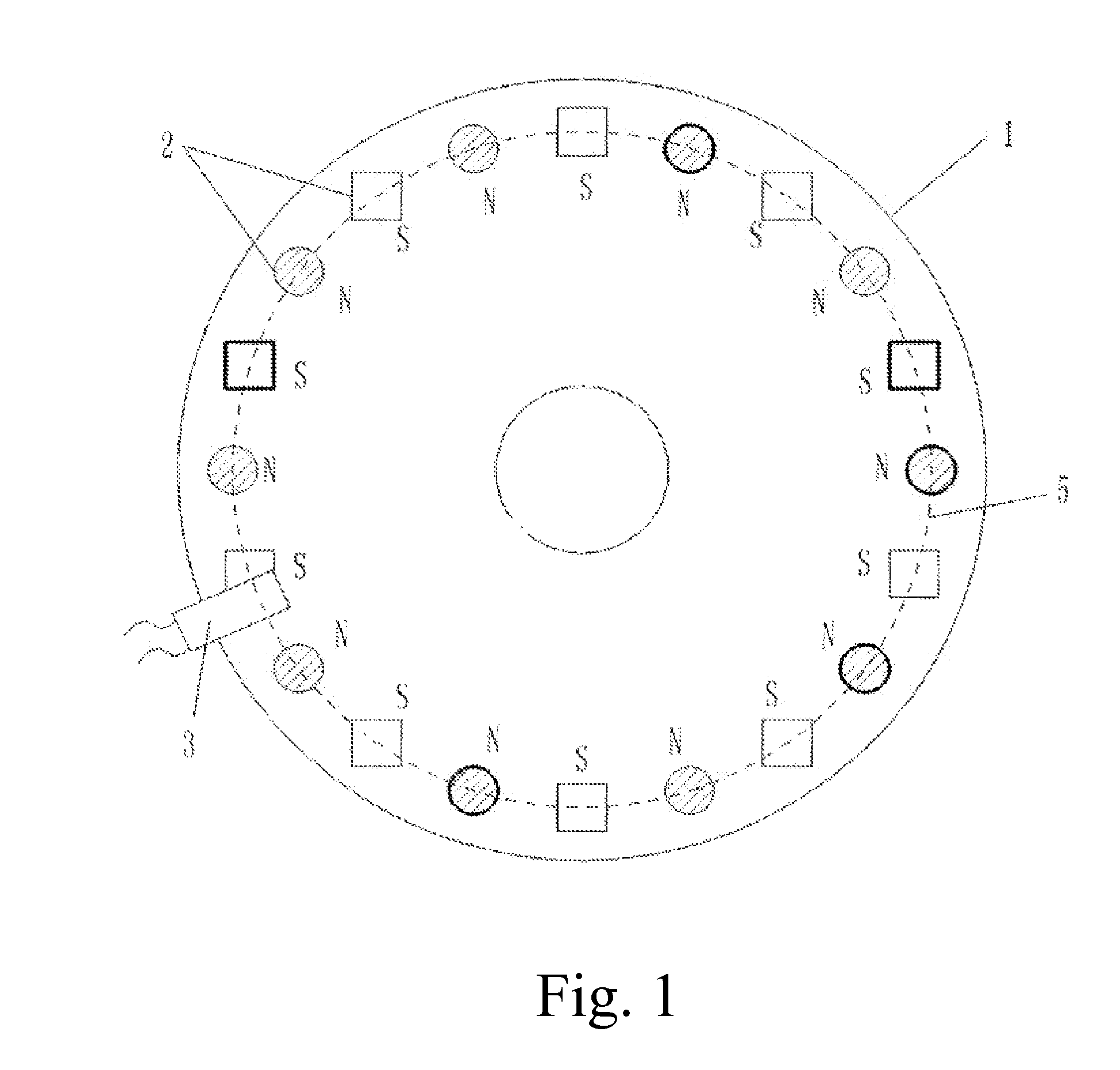 Sensor having multiple magnetic blocks of unevenly distributed magnetic fluxes in housing