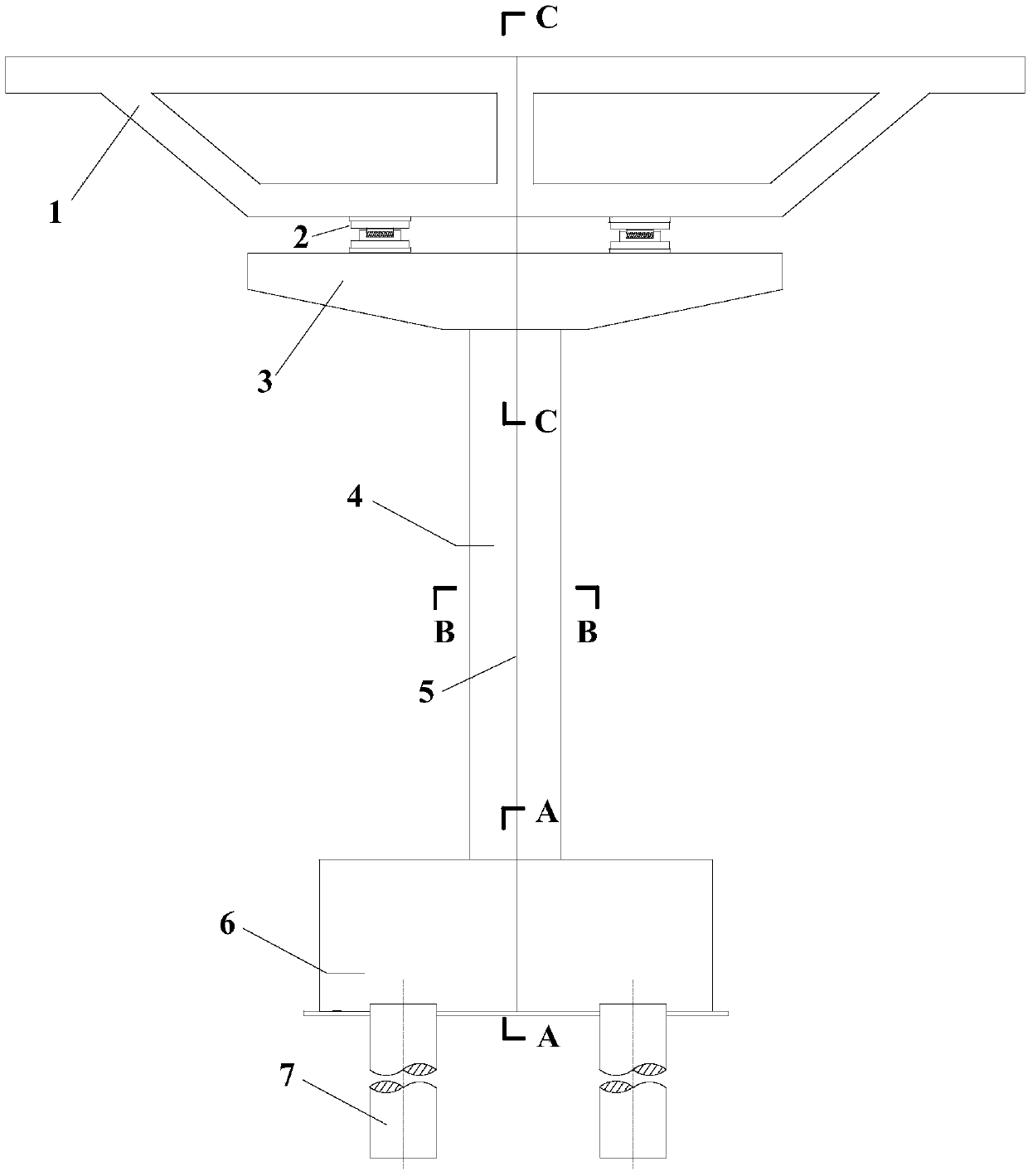 Energy-dissipation self-resetting double-layer rectangular hollow concrete-filled steel tube swing pier structure system