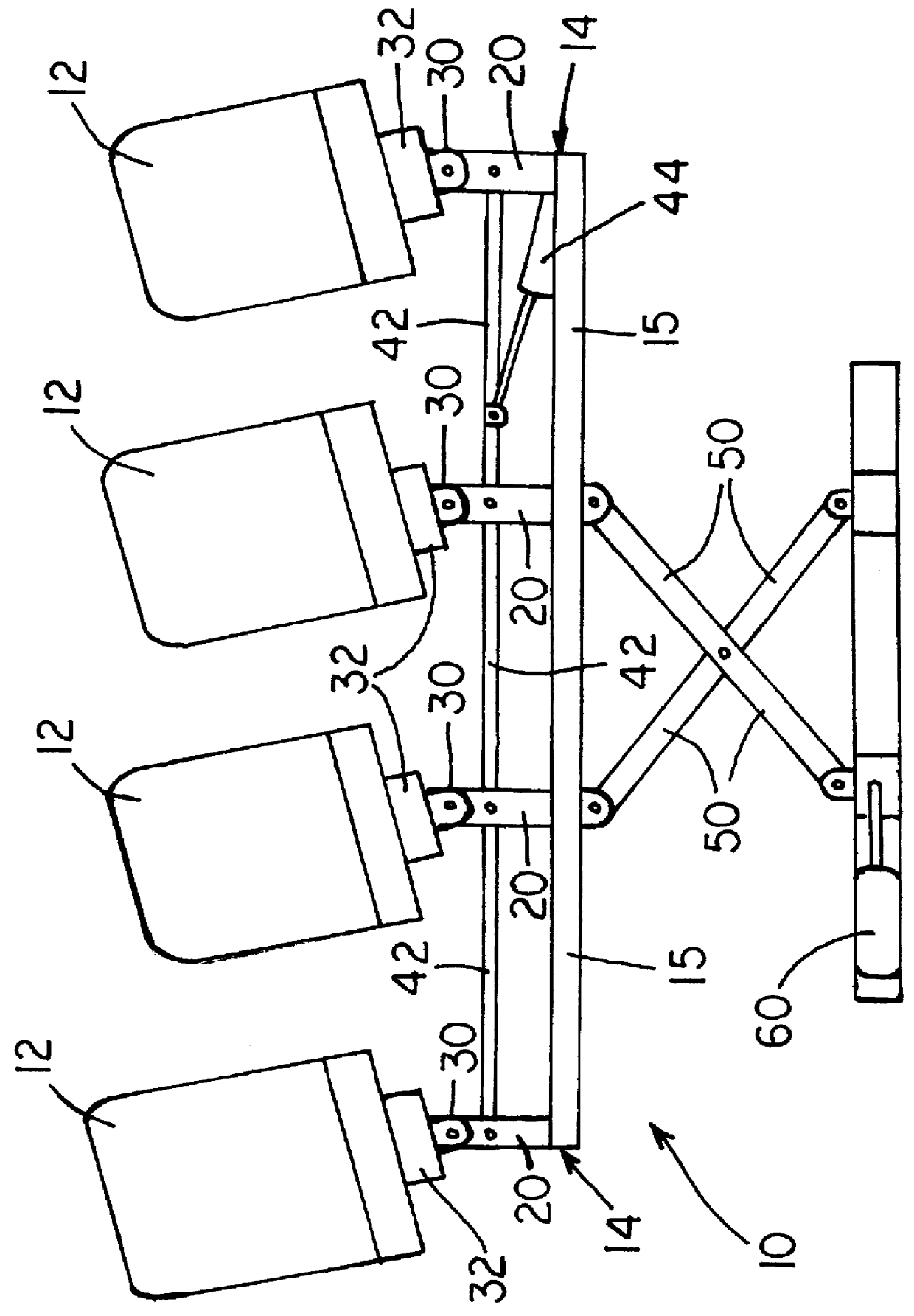 Bank of seats for amusement ride