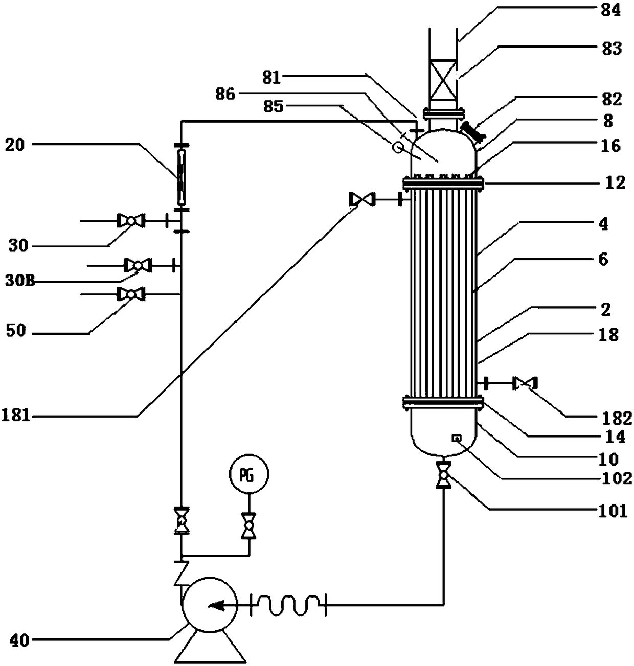 Self circulation array pipe reaction device with efficient mixer and reaction method using same