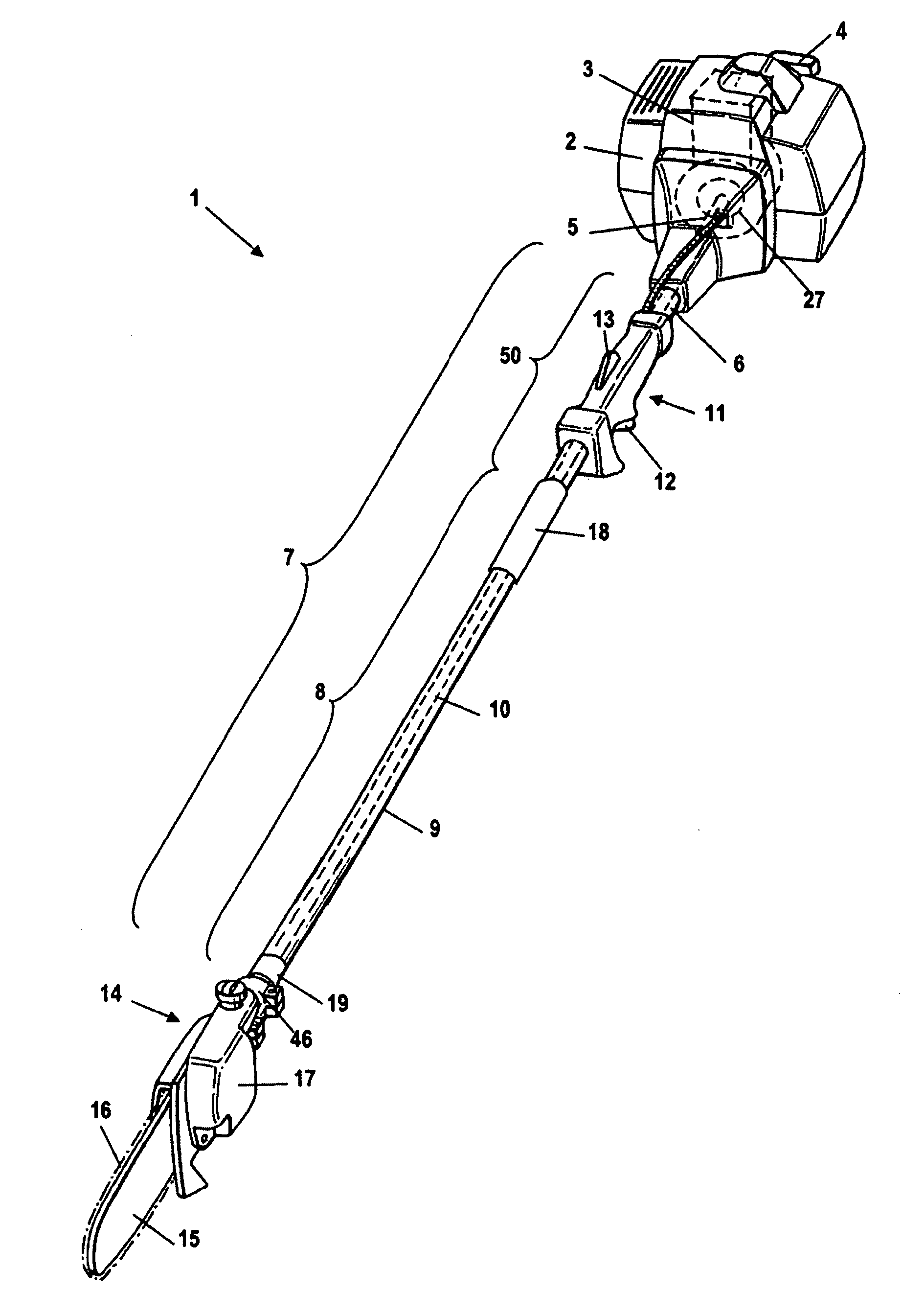 Portable, Manually-Guided Implement and Shaft System Therefor