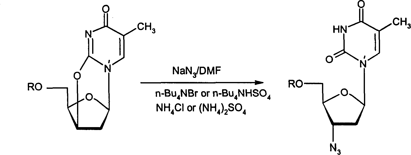 Method for preparing Zidovudine azide intermediate by phase transition method