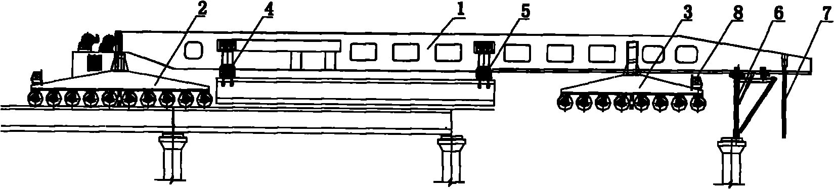 Flow type bridge erecting machine