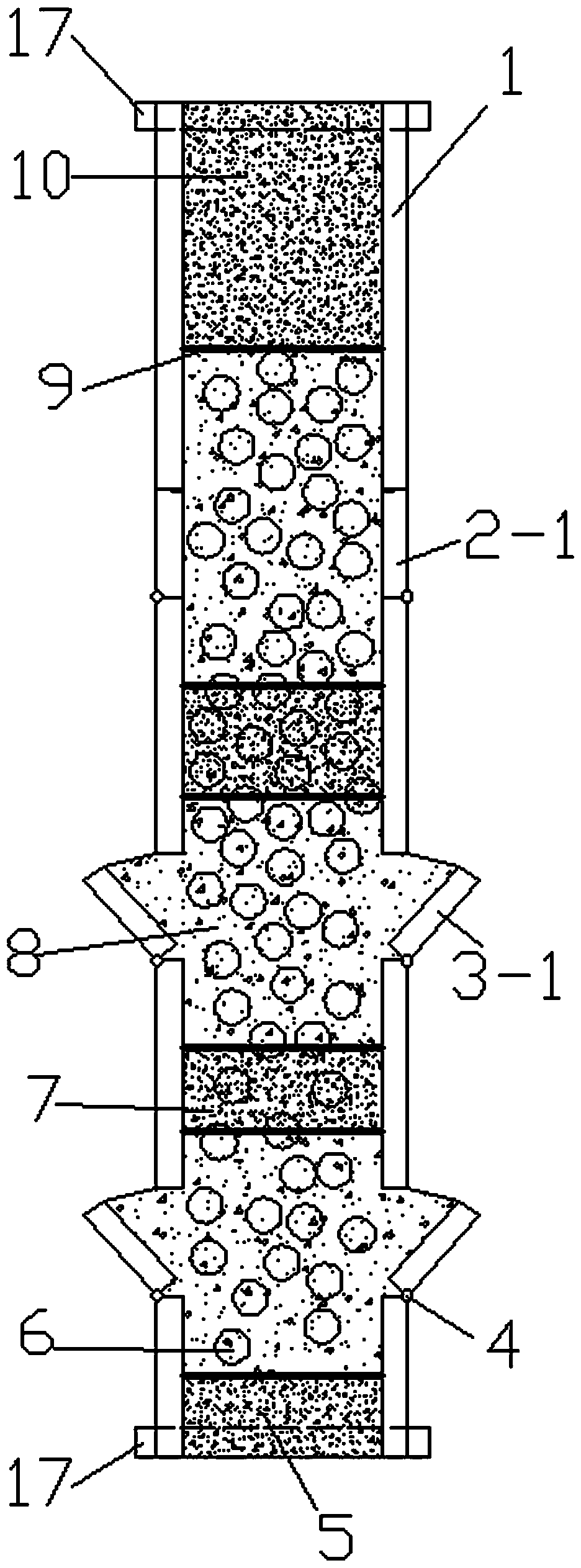 Multifunctional stress dispersing type expansive concrete steel pipe pile and construction method