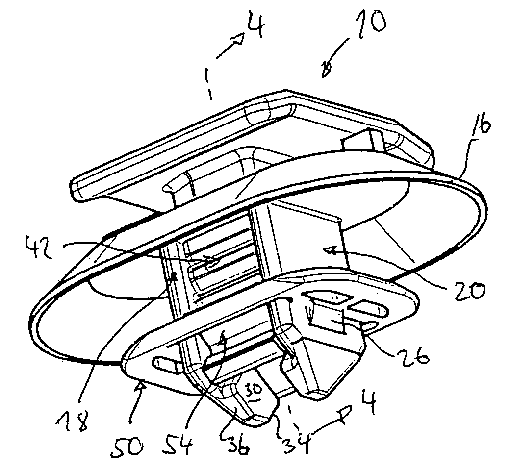 Fastener element for connecting a structural part to a support part