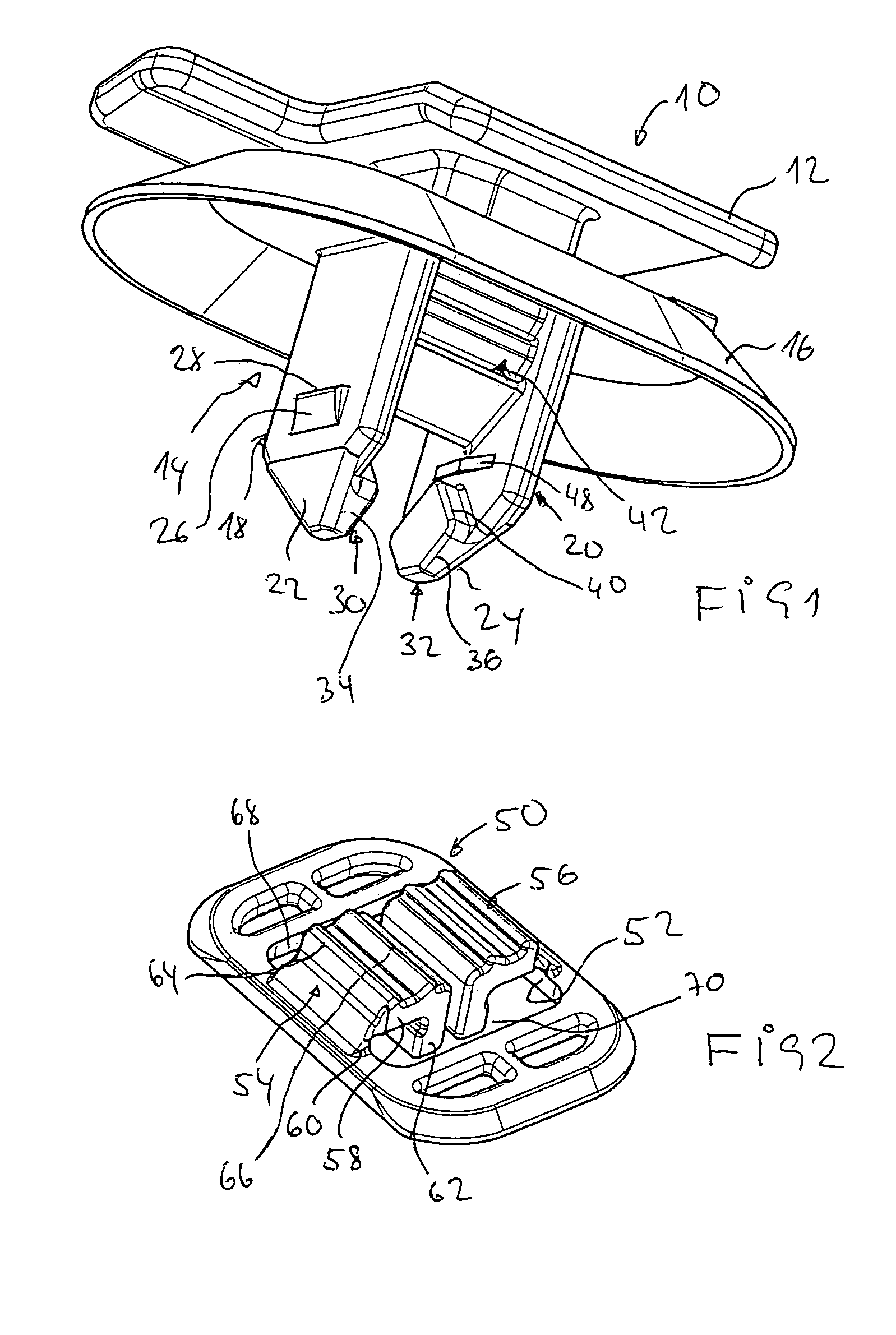 Fastener element for connecting a structural part to a support part