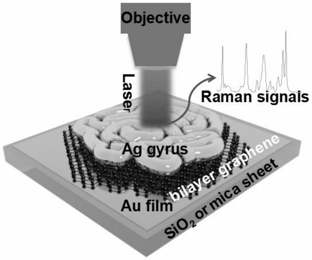 Galvanic/graphene/gold film three-dimensional sERS substrate and preparation method