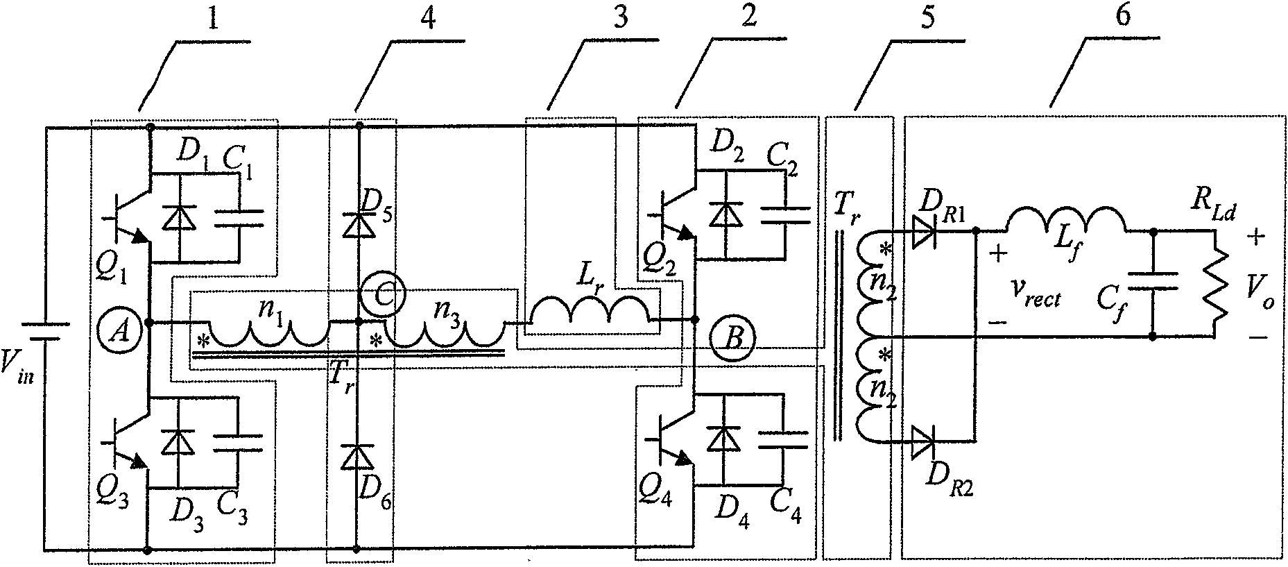 Zero-voltage switch full-bridge direct current converter