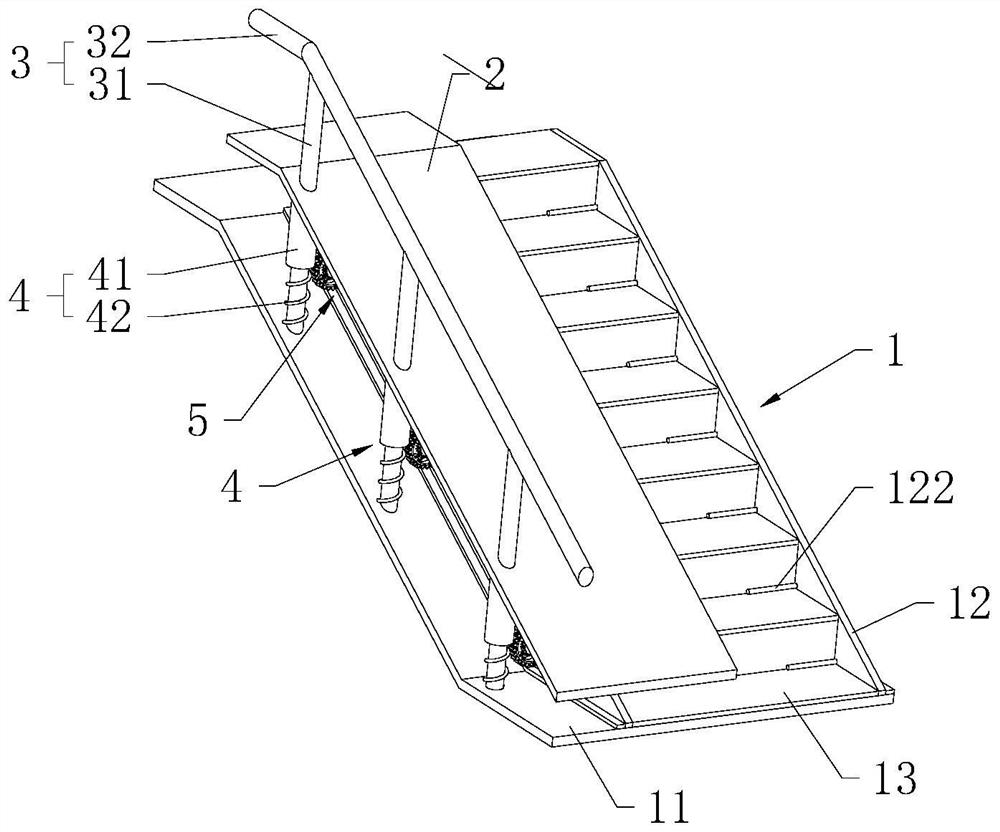 A kind of shock-absorbing staircase formwork for building construction and its assembly method