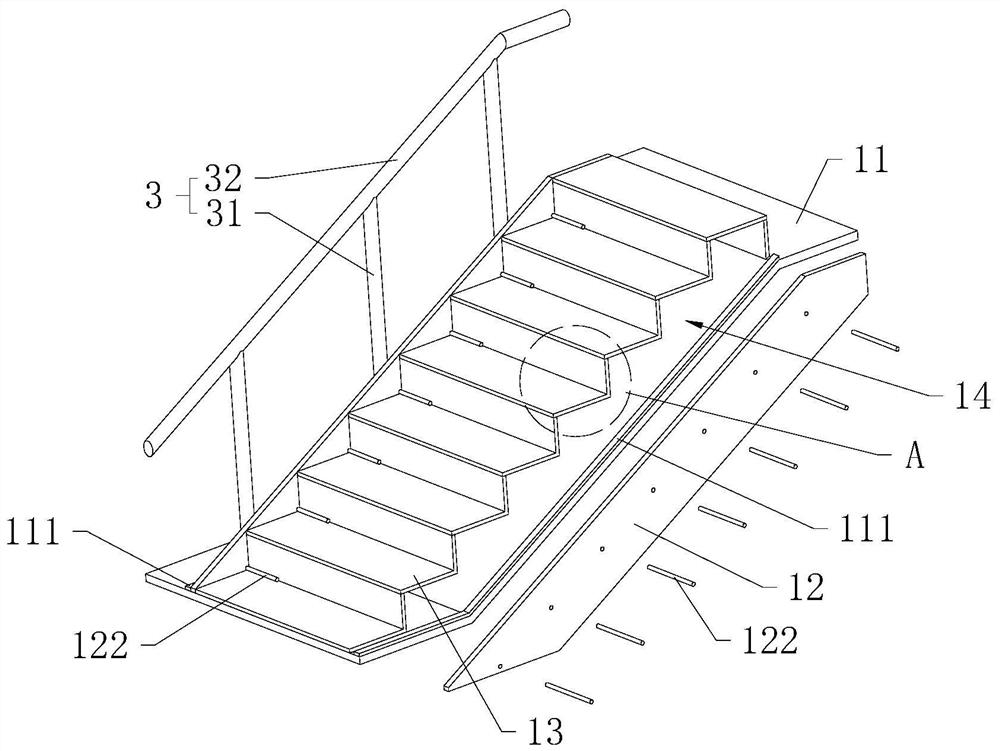 A kind of shock-absorbing staircase formwork for building construction and its assembly method