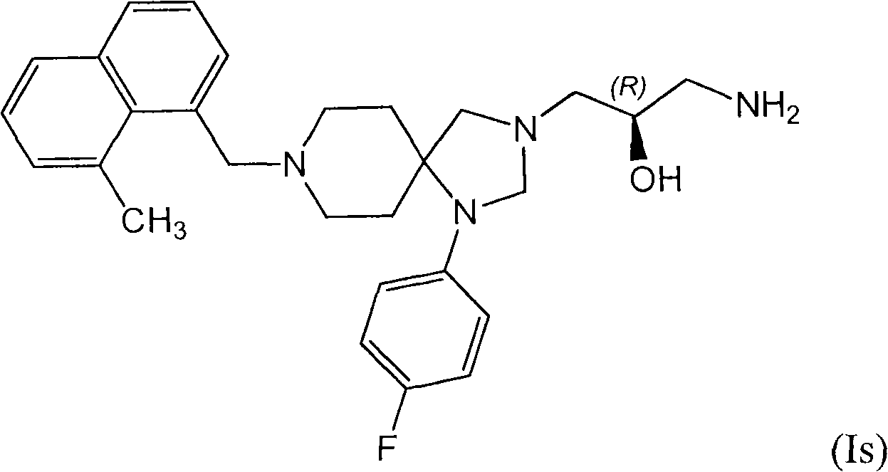 Salts of 3-(3-amino-2-(r)-hydroxy-propyl)-1-(4-fluoro-phenyl)-8-(8-methyl-naphthalen-1-ylmethyl)-1,3,8-triaza-spiro[4.5]decan-4-one