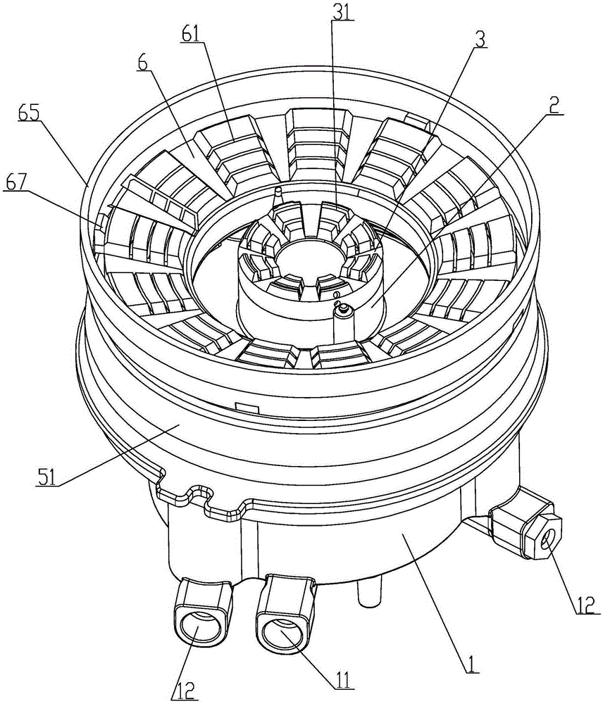 Upper air feeding burner