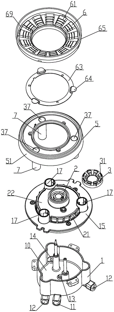 Upper air feeding burner