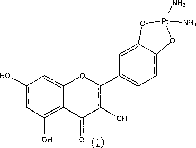 Platinum complexes of quercetin and derivatives thereof, as well as preparation and use thereof