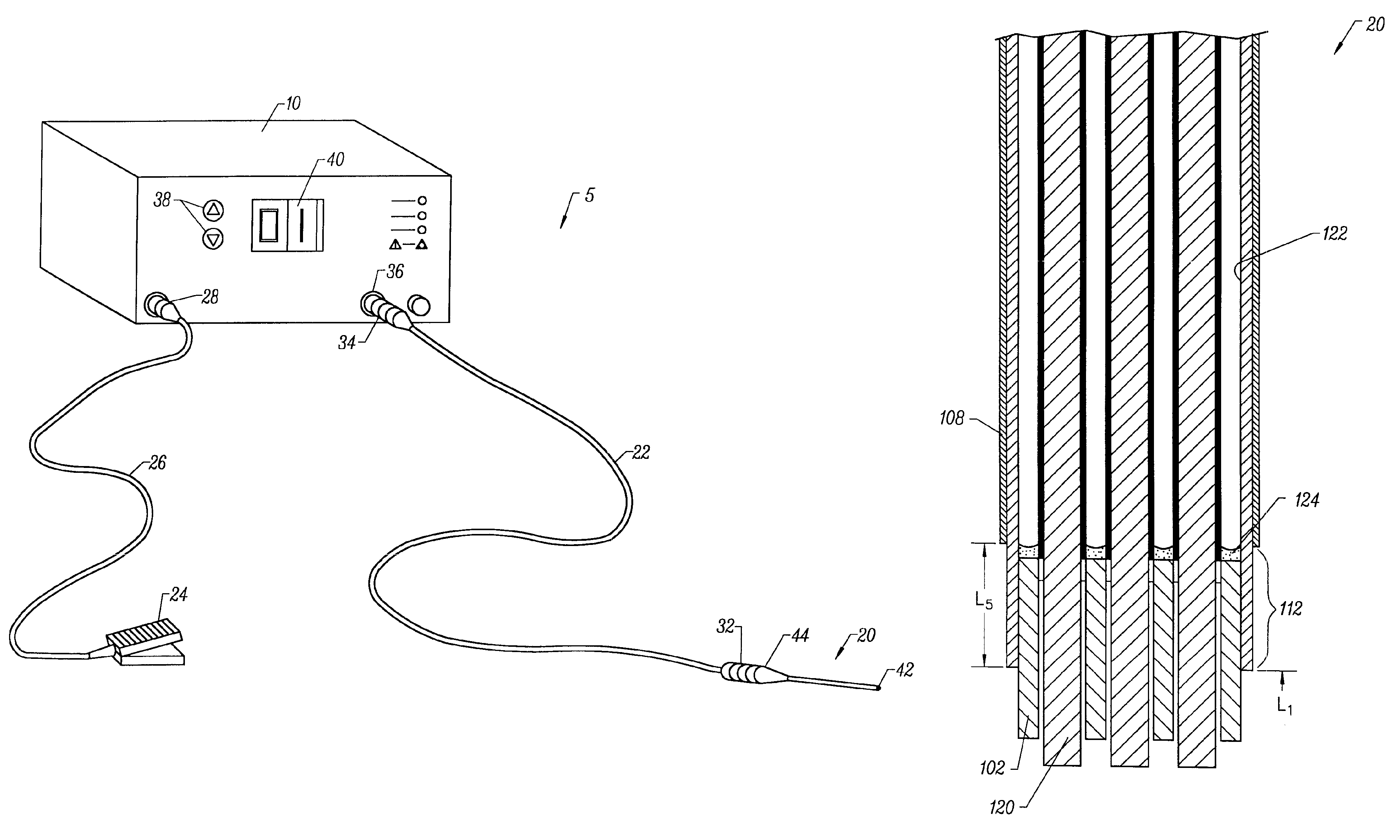 System for electrosurgical tissue treatment in the presence of electrically conductive fluid