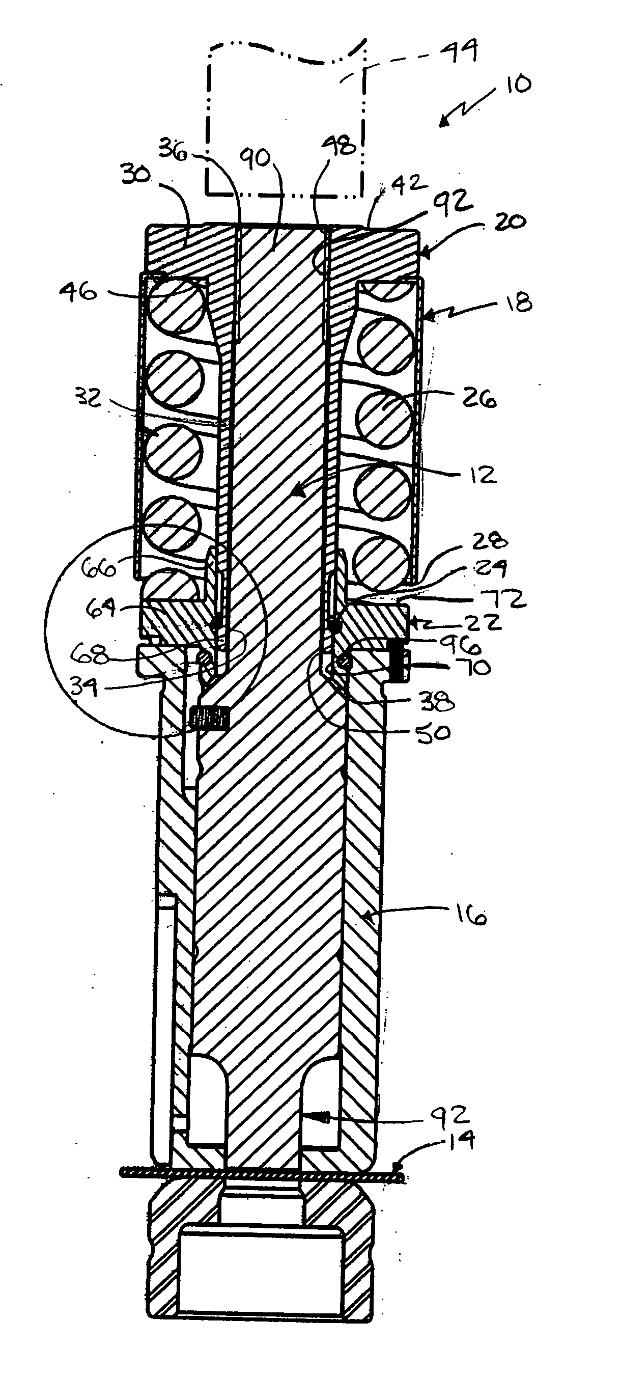 Biasing assembly for a punching device