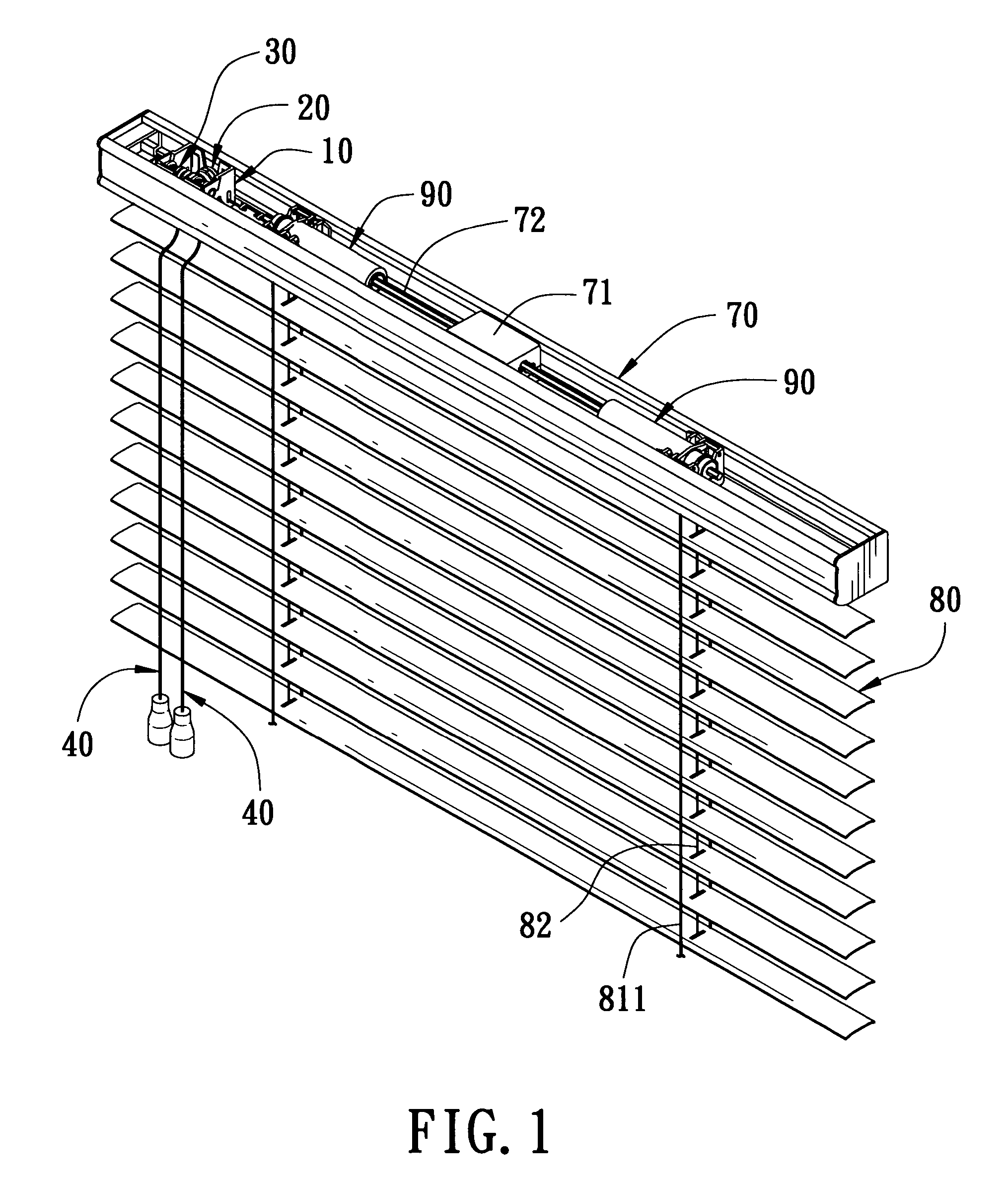 Angle adjusting device for blind slats