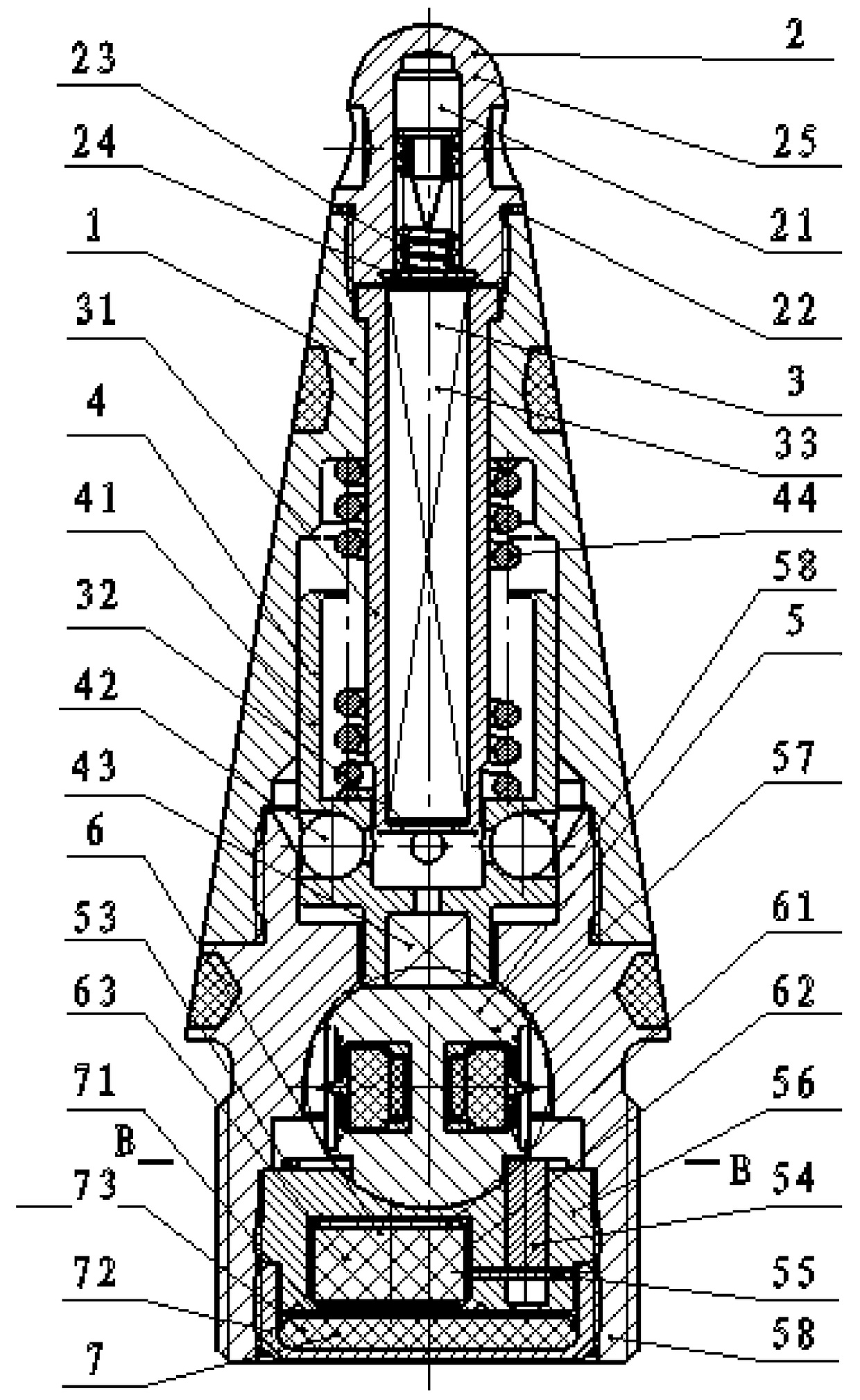 Antiaircraft gun hail-preventing and precipitation-increasing projectile time detonating fuze with centrifugal self-destruction function