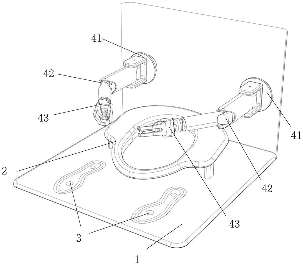 An auxiliary device for upper limb paralyzed people to take off and change electromagnetic force trousers when going to the toilet