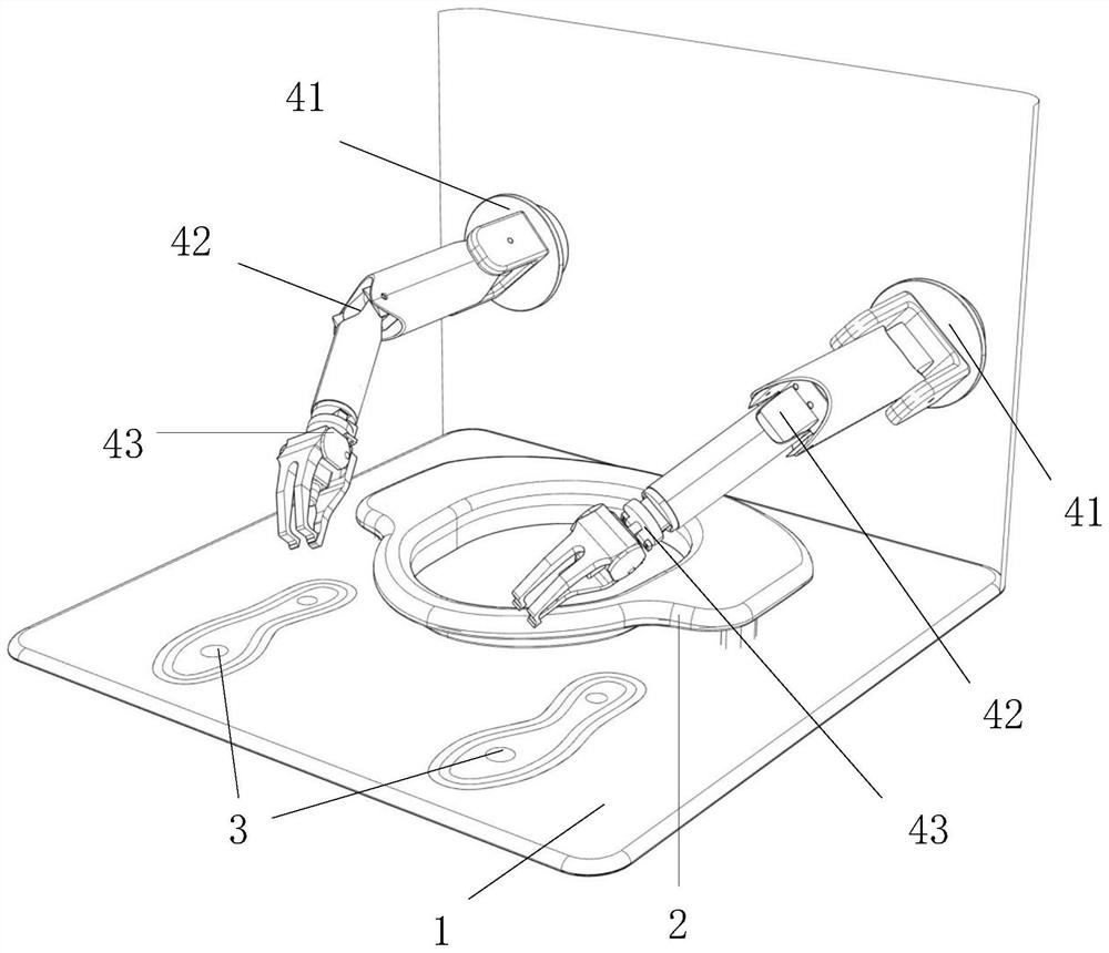 An auxiliary device for upper limb paralyzed people to take off and change electromagnetic force trousers when going to the toilet