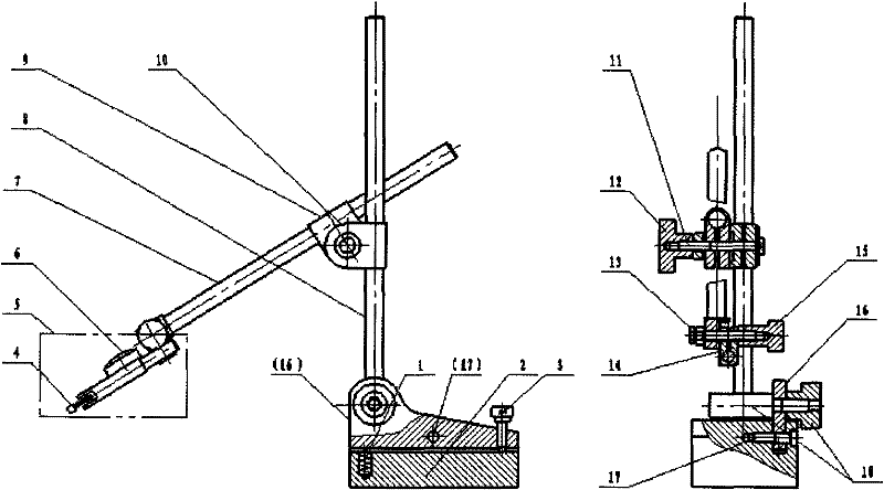 Adjustable and movable lever indicator bracket on test flat plate and application method thereof