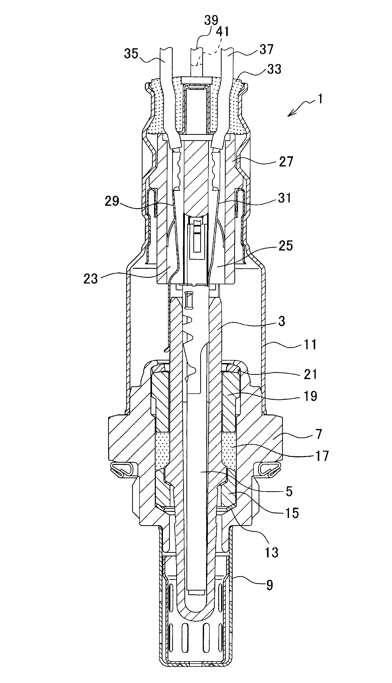 Gas sensor and intermediate component thereof