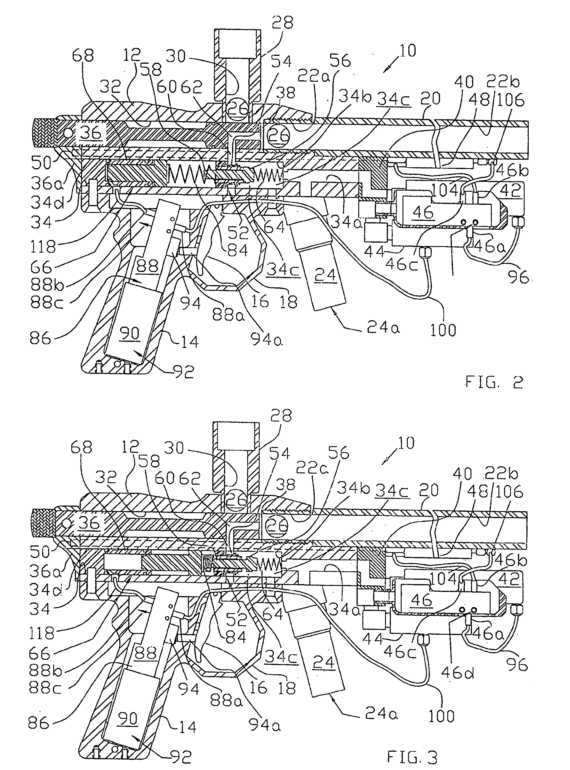 Electropneumatic paintball gun, method of making and operating, and retrofit kit assembly