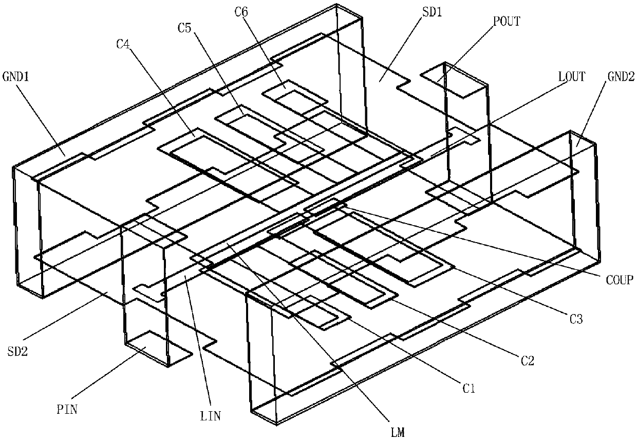 Filter and method for generating resonant mode and equivalent capacitance