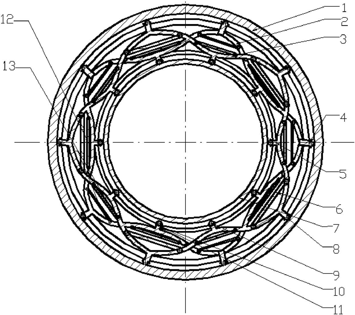 Elastic bearing based on double retainers