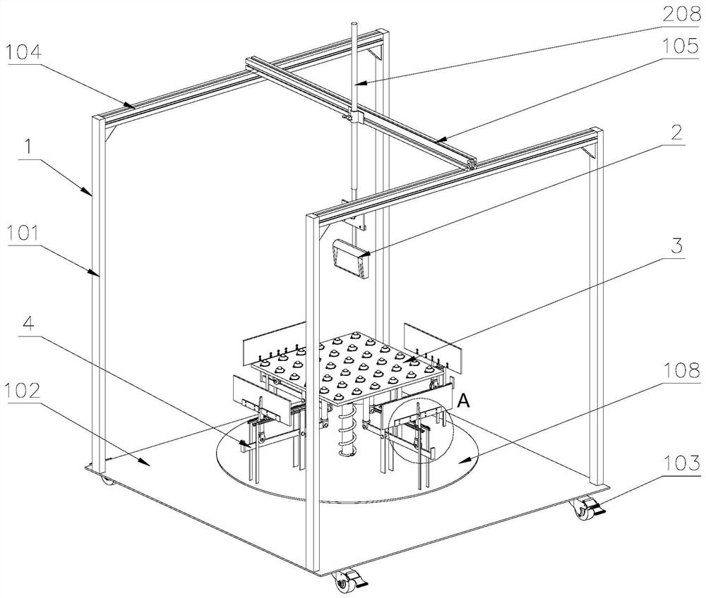 A multi-directional code scanning device for moving cigarette boxes into storage