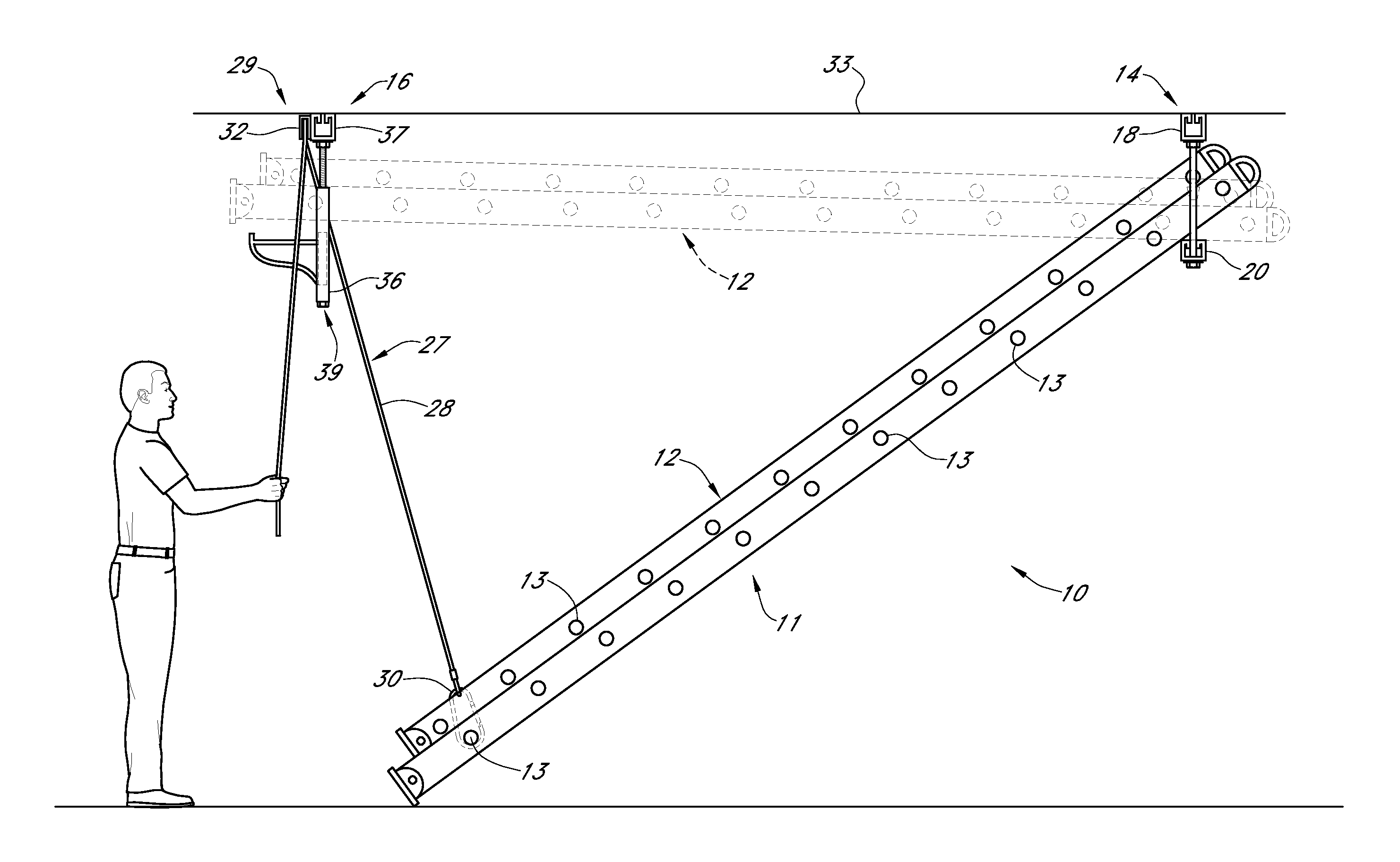 Ladder hanging assembly and method