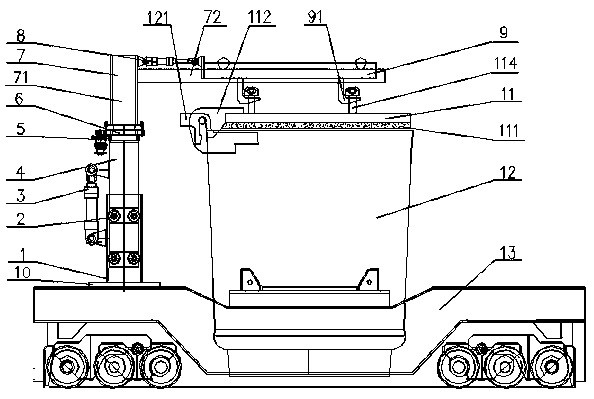 The ladle is fully covered with a cover device and a molten steel carrying device