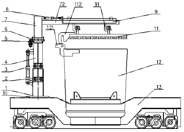 The ladle is fully covered with a cover device and a molten steel carrying device