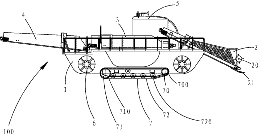 A shoal composite driving aquatic plant harvesting boat