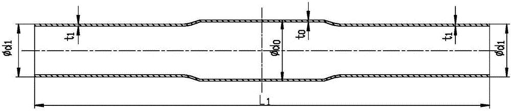 Continuous reducing die for swelling-pressure-formed axle housings of small and medium-sized automobiles