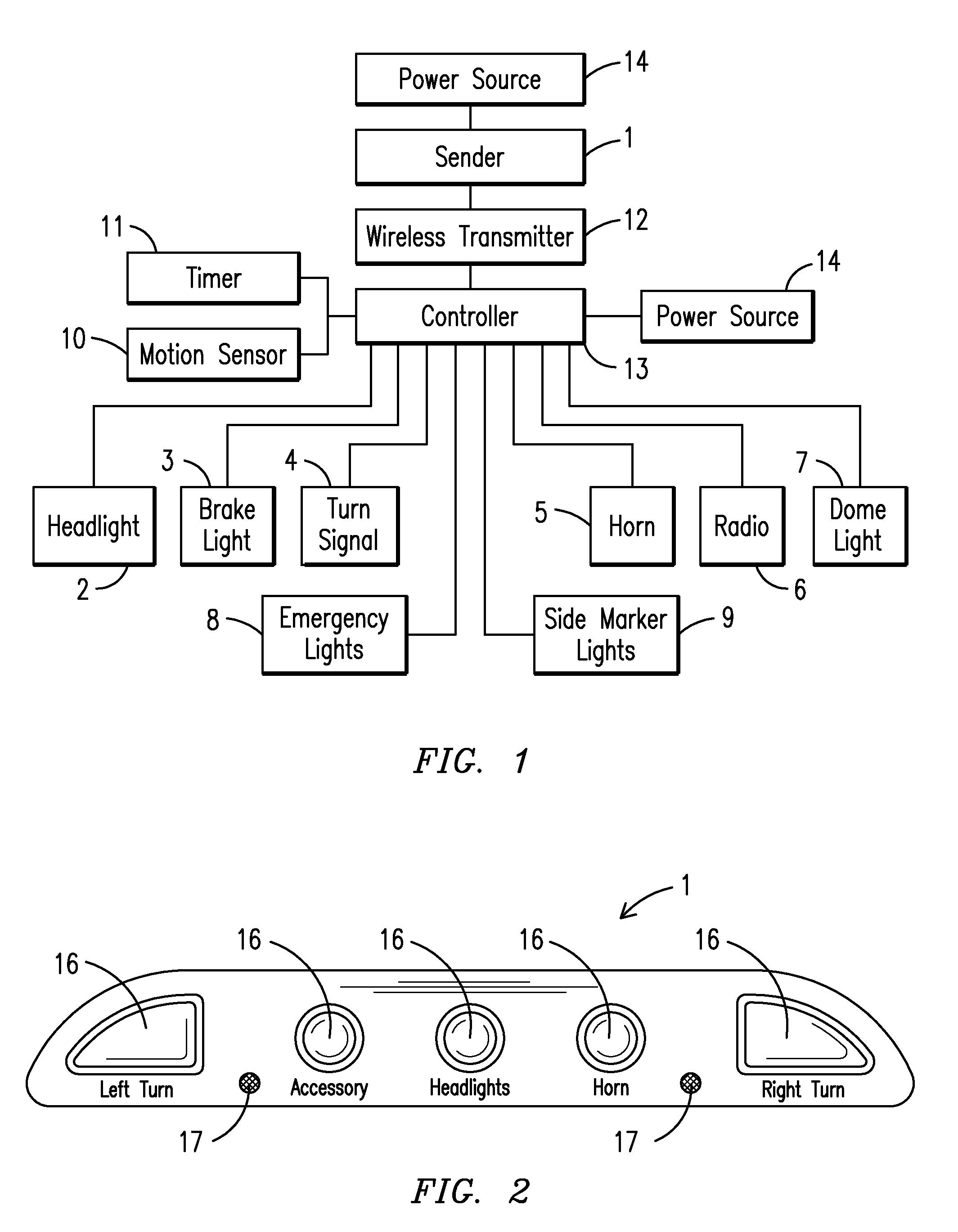 Wireless light and accessory control system for golf carts and other vehicles