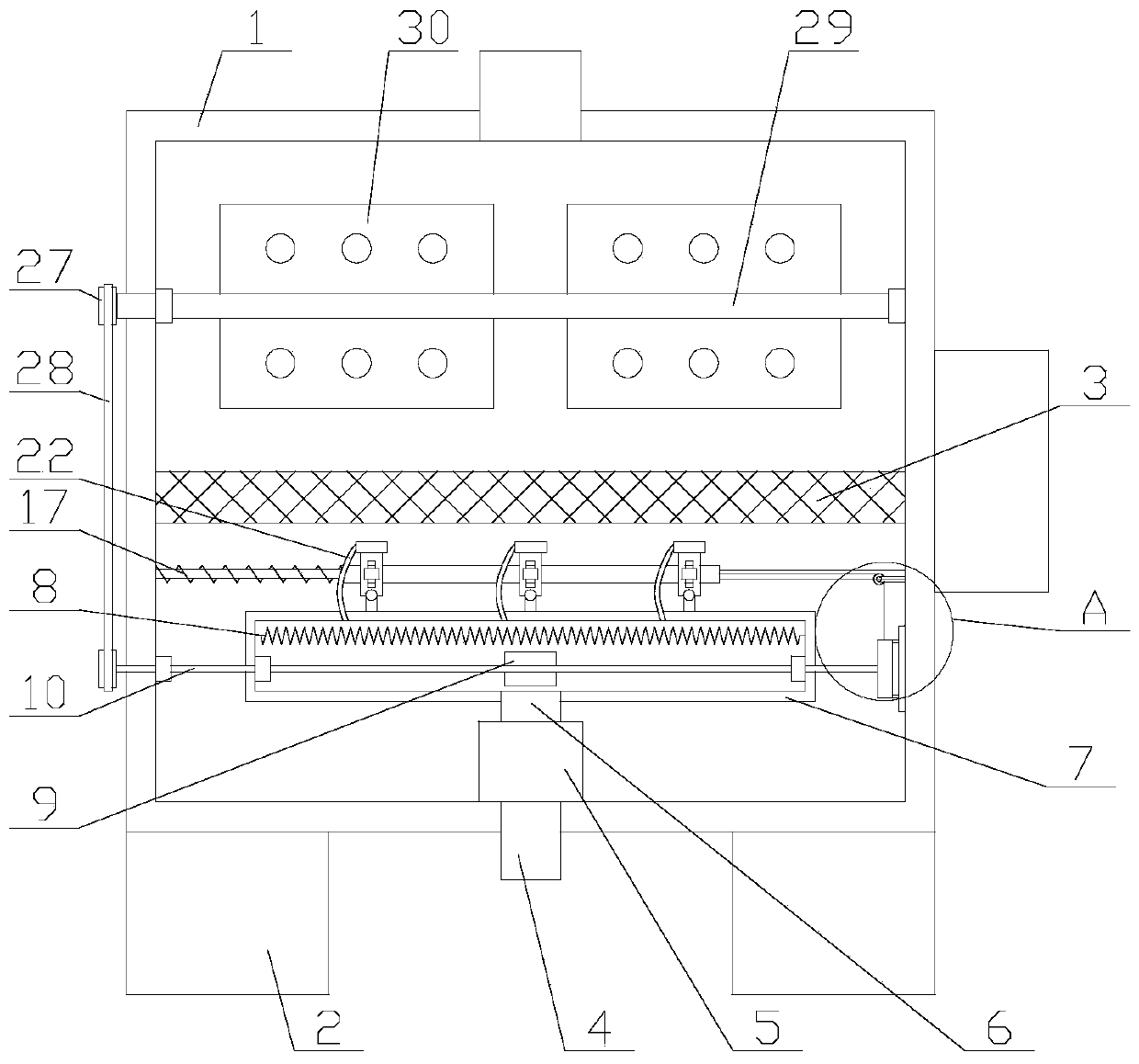 Uniform-heating grain drying device for agriculture