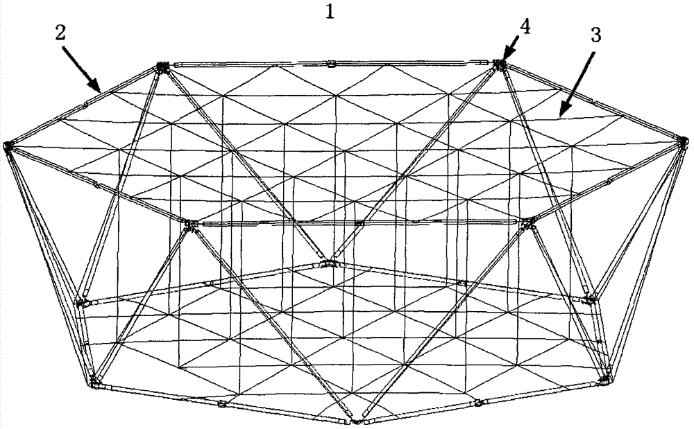 Large spatial assembly type antenna reflector modular unit and assembly method thereof