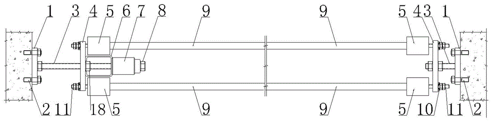 Decomposition-type prestressed carbon fiber tensioning device and construction method thereof