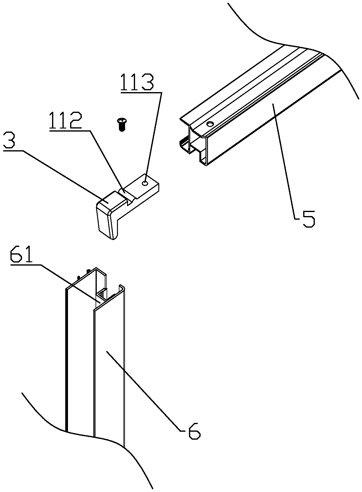 Shower room door connecting piece and shower room door