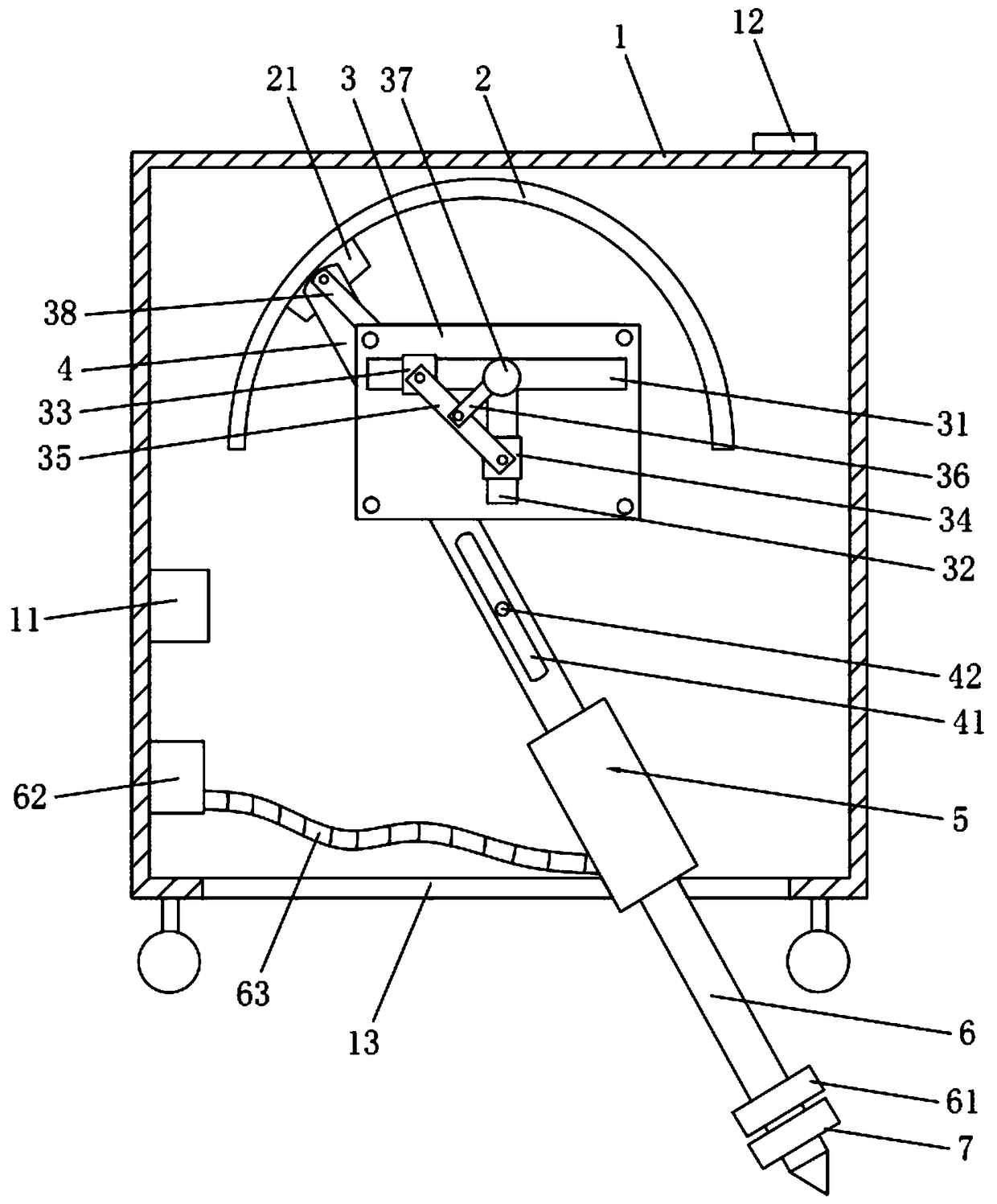 Swing-type gap grouting device for building