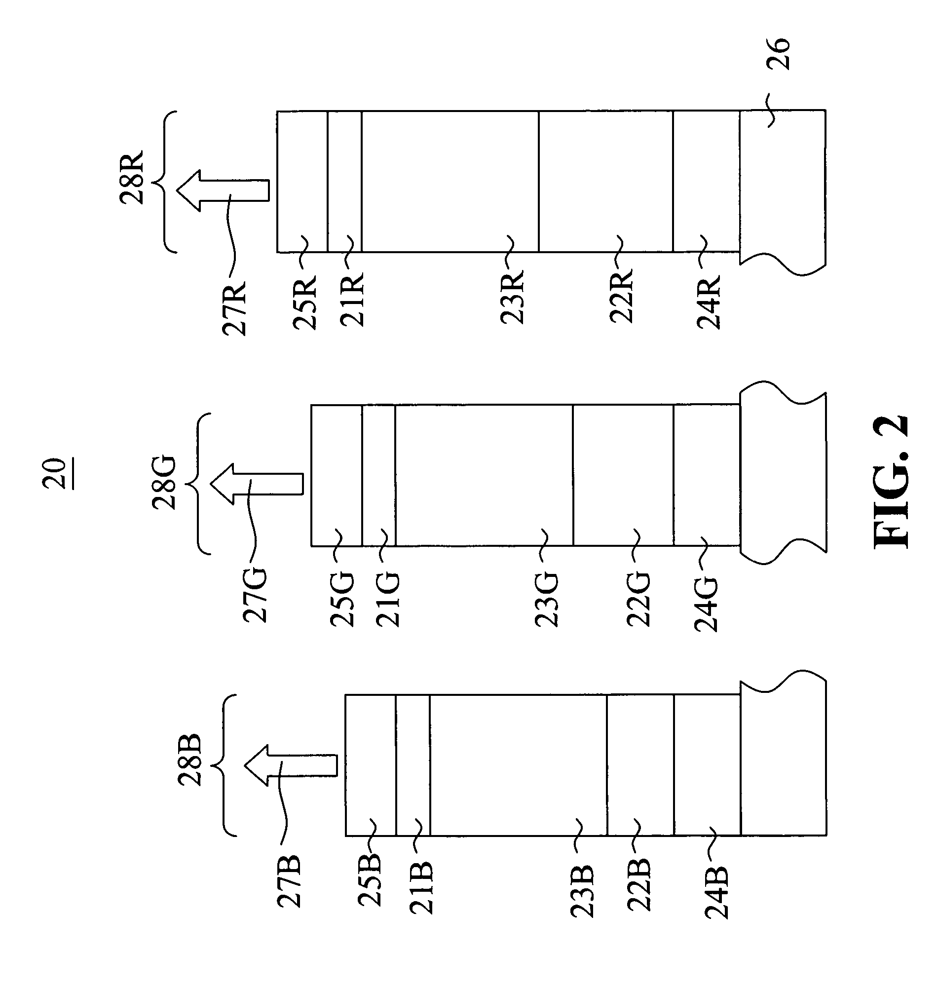 Green light-emitting microcavity OLED device using a yellow color filter element